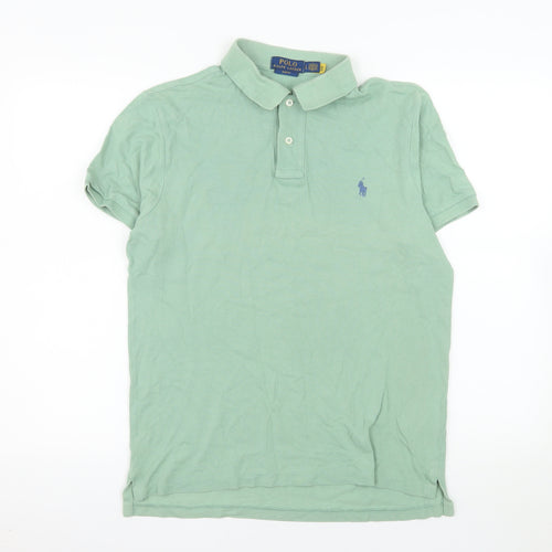 Ralph Lauren Men's Green Slim Fit Polo Shirt Size M 100% Cotton