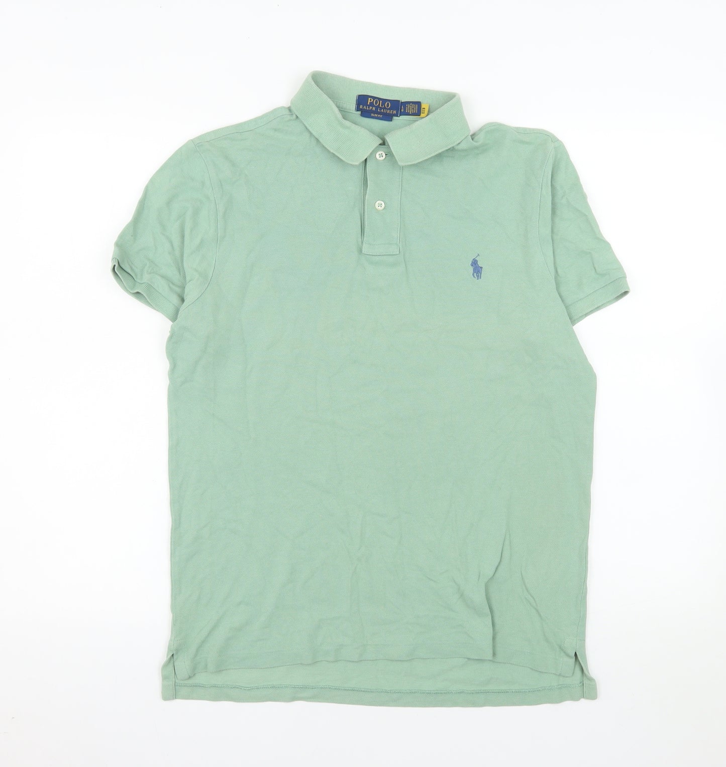 Ralph Lauren Men's Green Slim Fit Polo Shirt Size M 100% Cotton