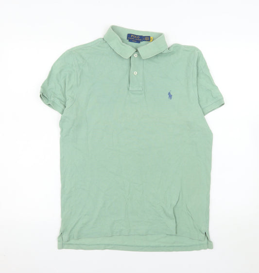 Ralph Lauren Men's Green Slim Fit Polo Shirt Size M 100% Cotton