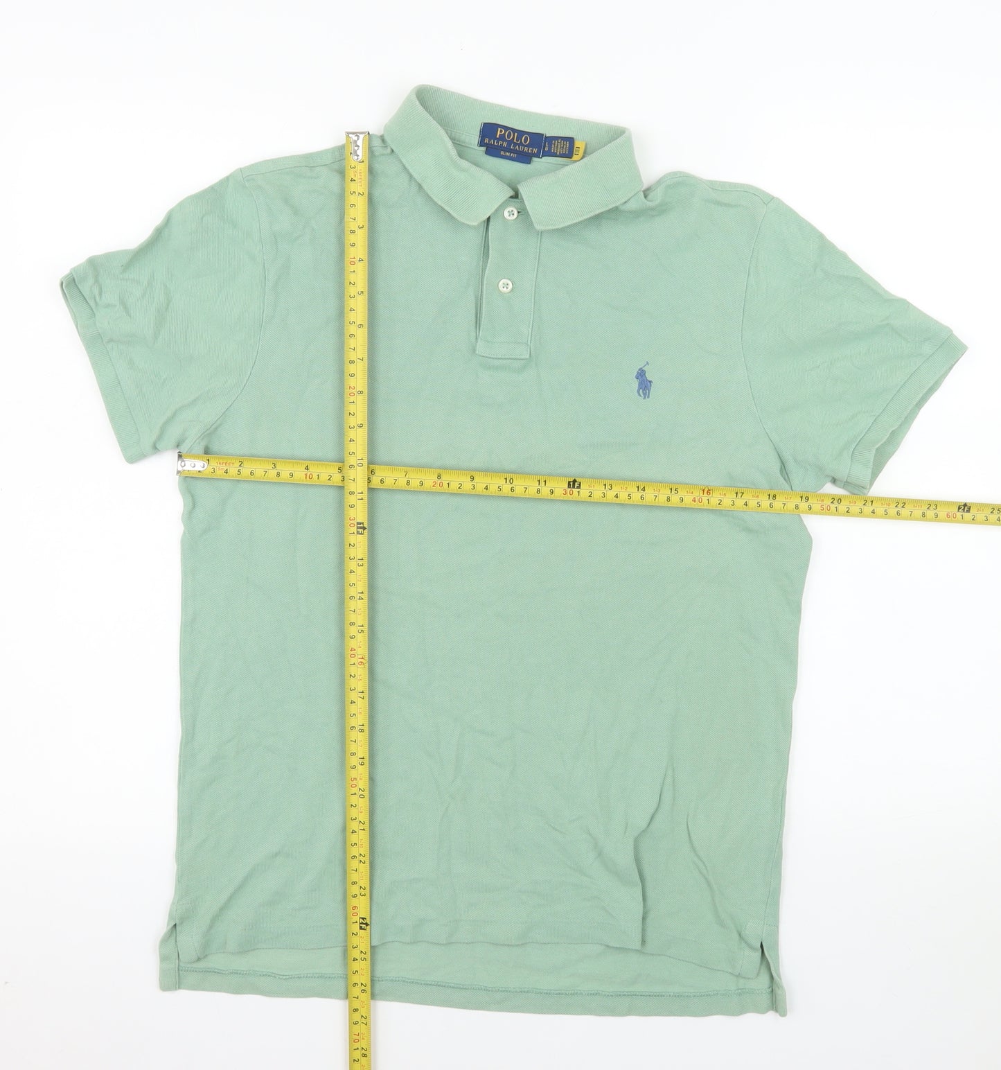 Ralph Lauren Men's Green Slim Fit Polo Shirt Size M 100% Cotton