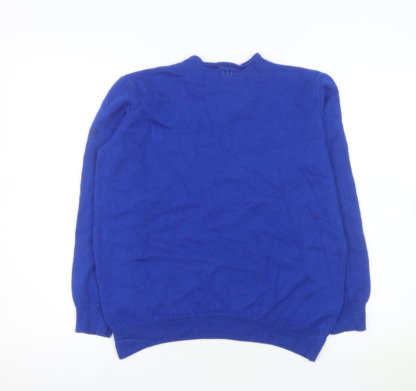 Oscar Jacobson Mens Blue Wool V-Neck Pullover Jumper XL