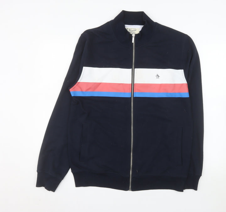 Original Penguin Men's Navy Bomber Jacket L Cotton Blend Full Zip
