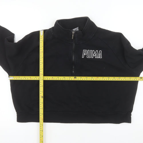 Puma Womens Black 1/4 Zip Cropped Sweatshirt Medium