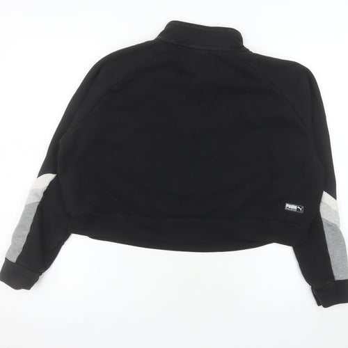 Puma Womens Black 1/4 Zip Cropped Sweatshirt Medium