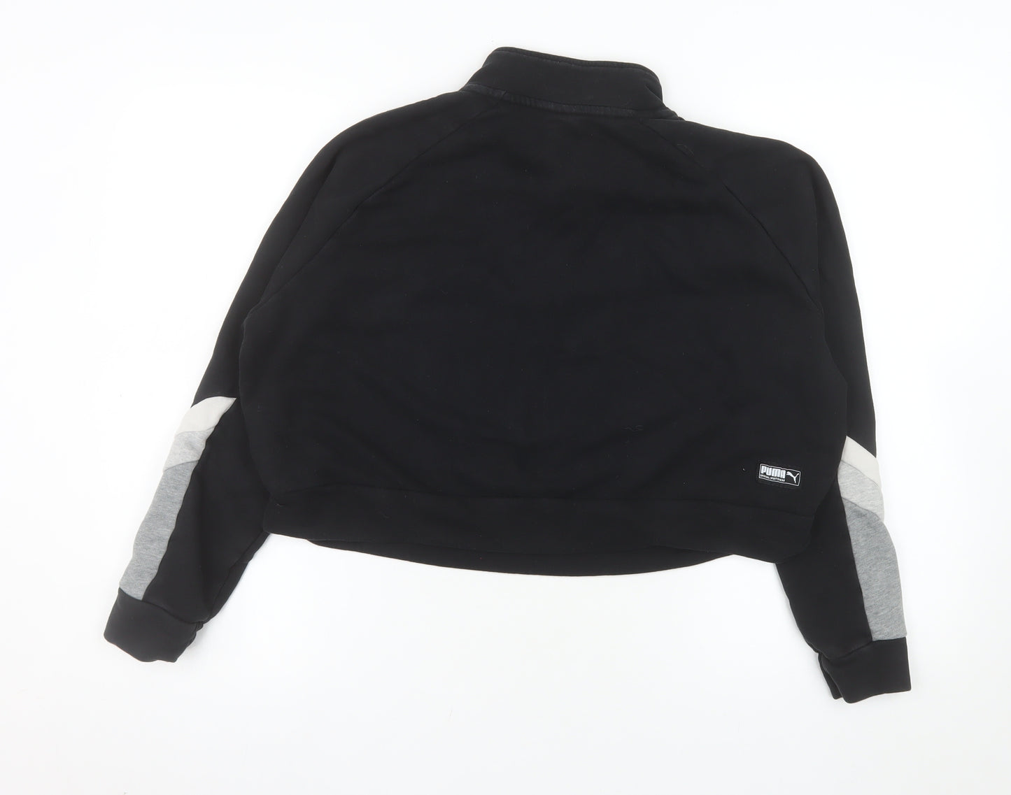 Puma Womens Black 1/4 Zip Cropped Sweatshirt Medium