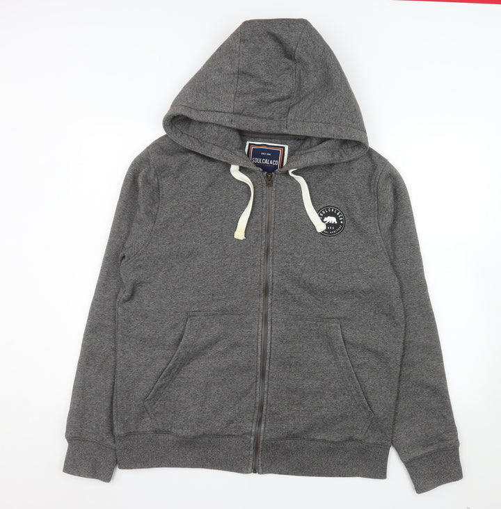 SoulCal & Co Women Grey 2XL Hooded Full Zip Cotton Blend Jacket
