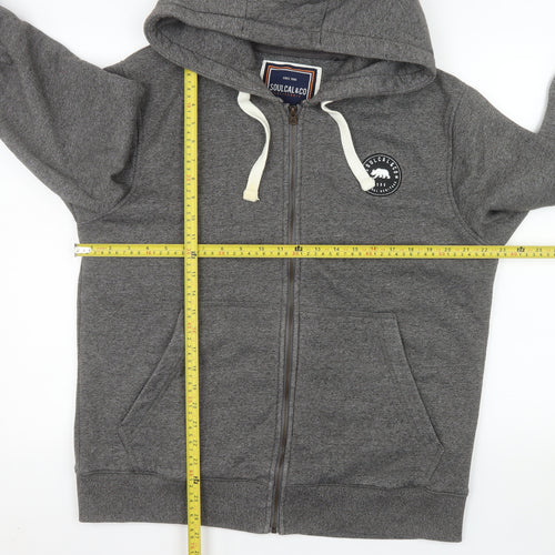 SoulCal & Co Women Grey 2XL Hooded Full Zip Cotton Blend Jacket