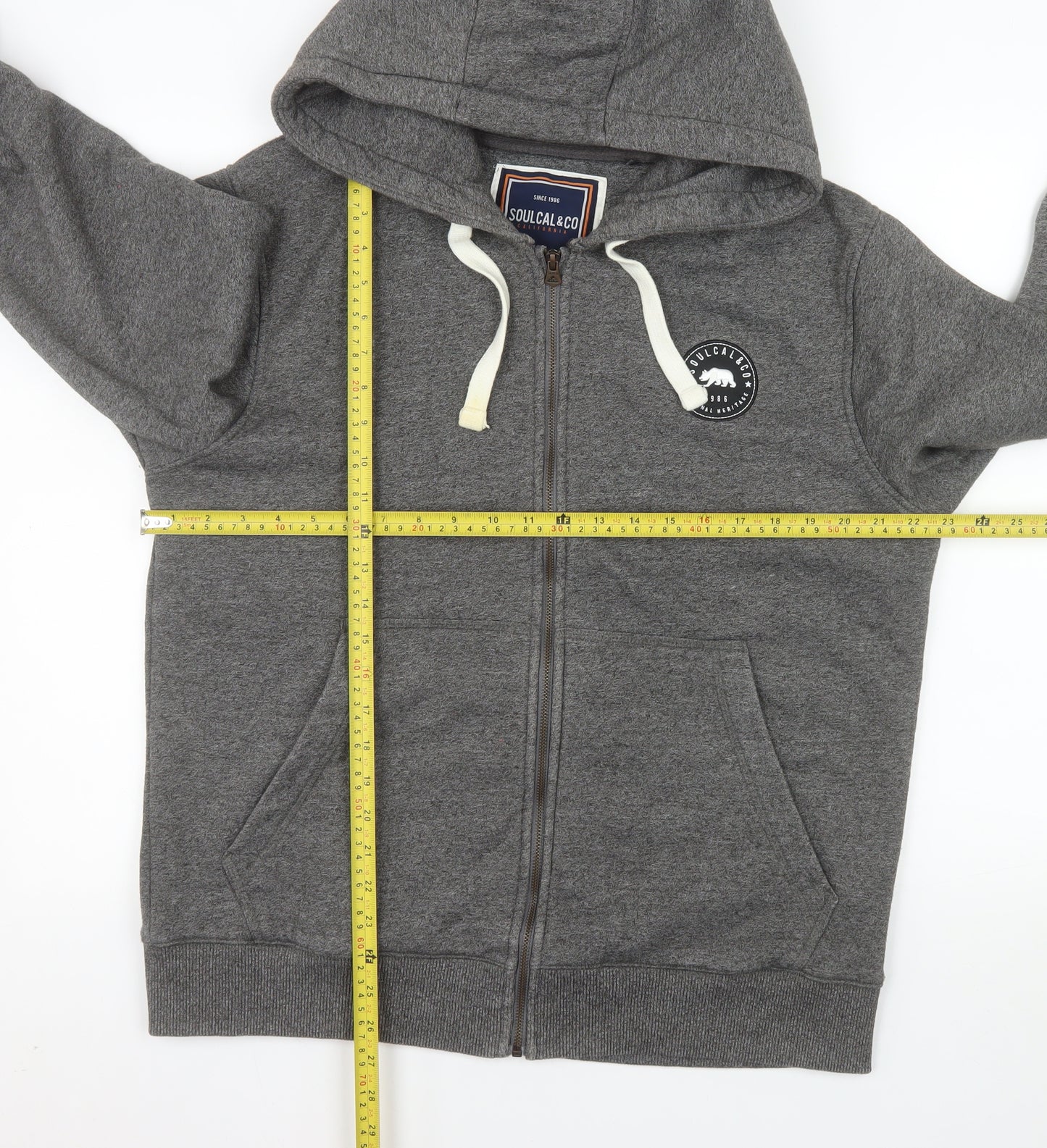 SoulCal & Co Women Grey 2XL Hooded Full Zip Cotton Blend Jacket
