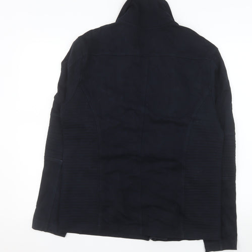 Zara Man Men's Black Cotton Biker Jacket XL Zip Pockets Classic Style