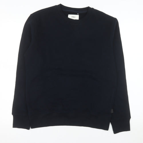 Marks and Spencer Men's Black Crew Neck Pullover Sweatshirt Size M
