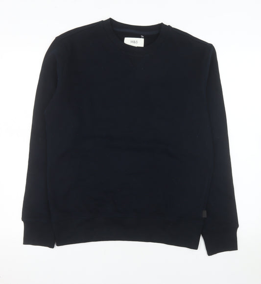 Marks and Spencer Men's Black Crew Neck Pullover Sweatshirt Size M