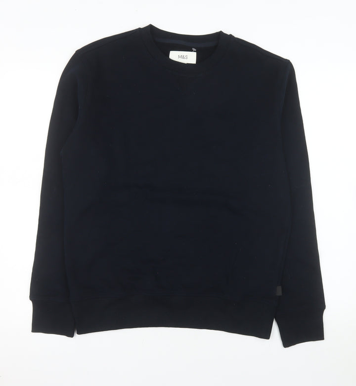 Marks and Spencer Men's Black Crew Neck Pullover Sweatshirt Size M