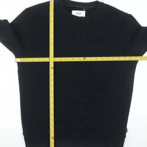 Marks and Spencer Men's Black Crew Neck Pullover Sweatshirt Size M