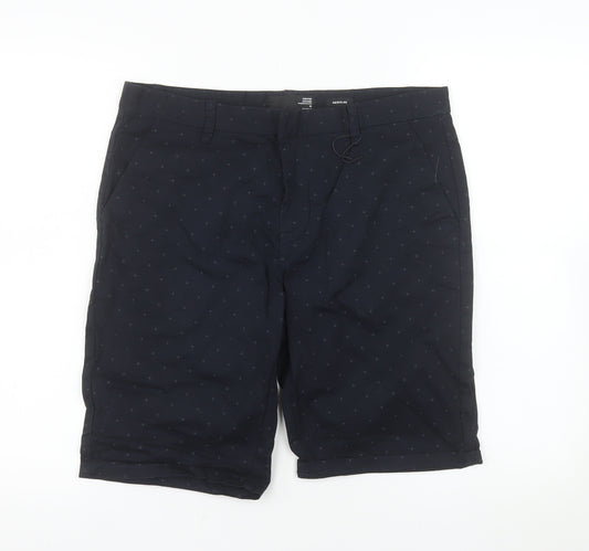 House Brand Men's Blue Chino Shorts M Regular Fit Cotton Blend