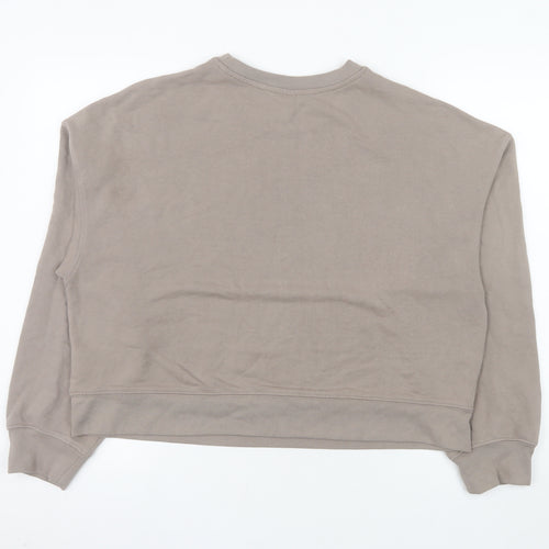 H&M Womens Beige Crew Neck Pullover Sweatshirt Size 12 Cotton Blend