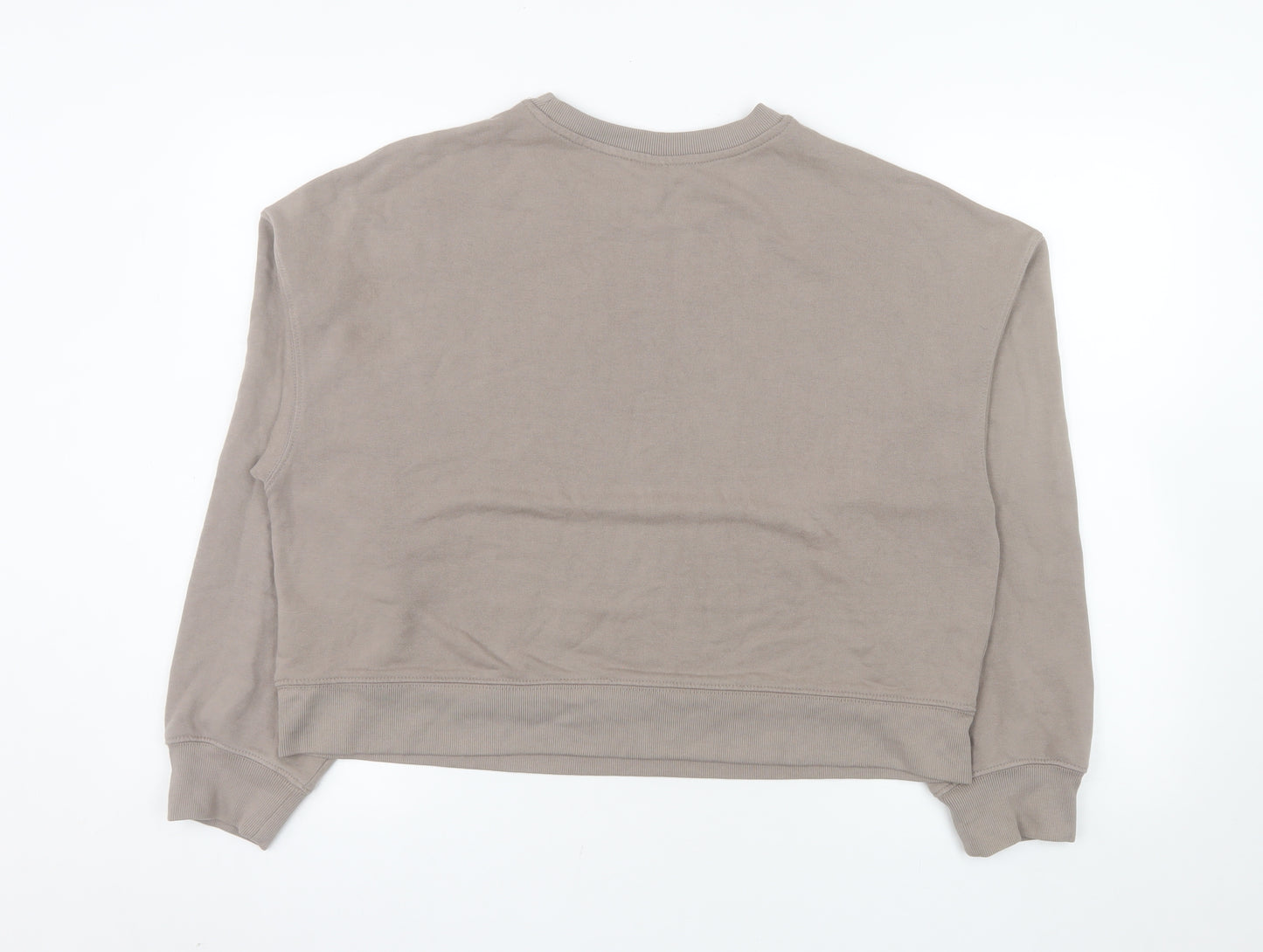 H&M Womens Beige Crew Neck Pullover Sweatshirt Size 12 Cotton Blend