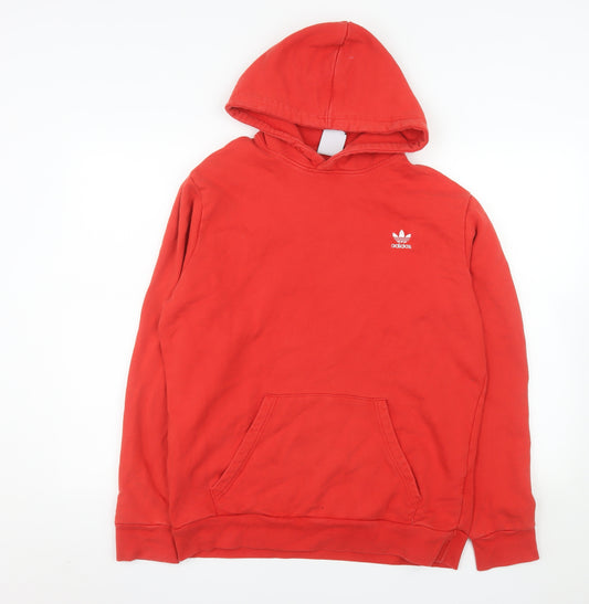 Adidas Women Red Pullover Hoodie Cotton Lined L Size