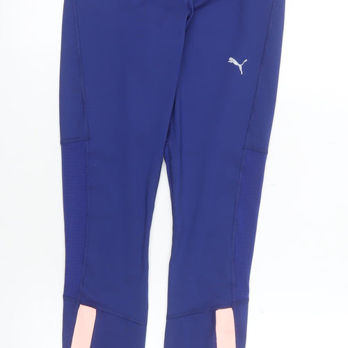 Puma Womens Blue XS Colourblock Running Gym Leggings