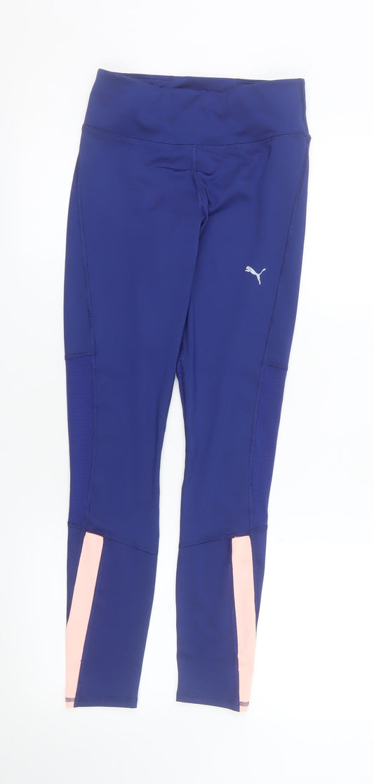 Puma Womens Blue XS Colourblock Running Gym Leggings