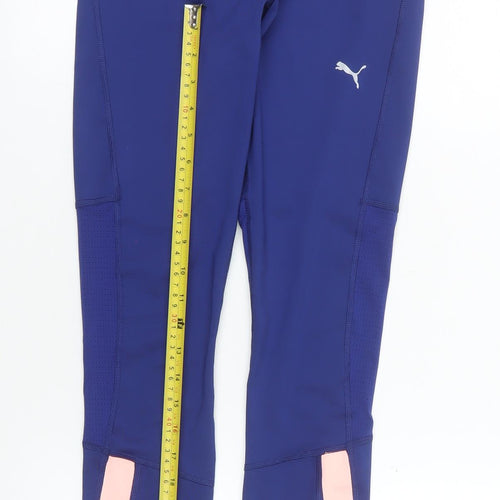 Puma Womens Blue XS Colourblock Running Gym Leggings