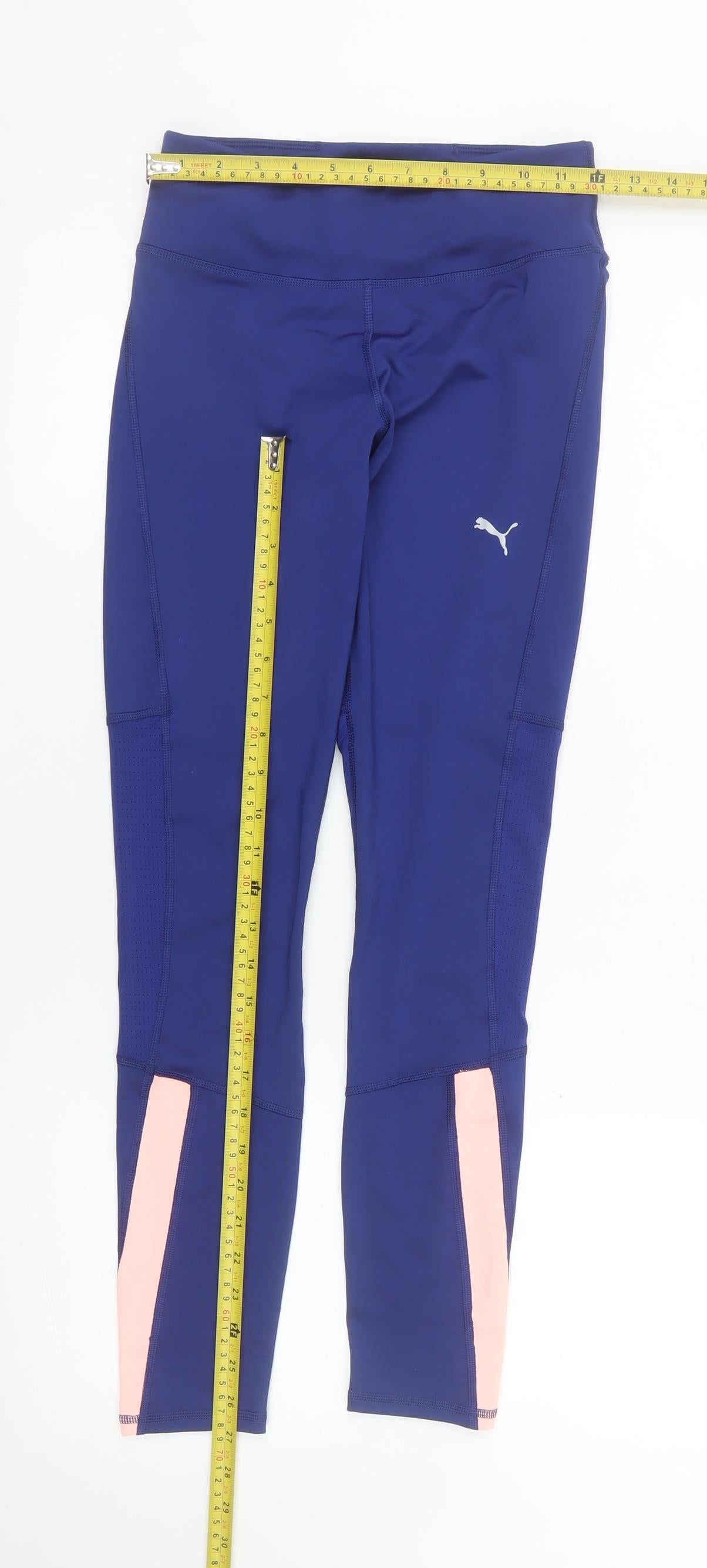 Puma Womens Blue XS Colourblock Running Gym Leggings