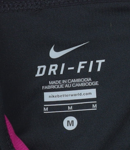 Nike Womens Black Pink Dri-FIT Biker Shorts Size M - Athletic Fit