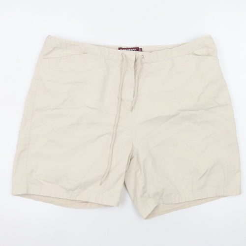 Denim Co Women Beige Chino Shorts Size 16 Cotton Drawstring