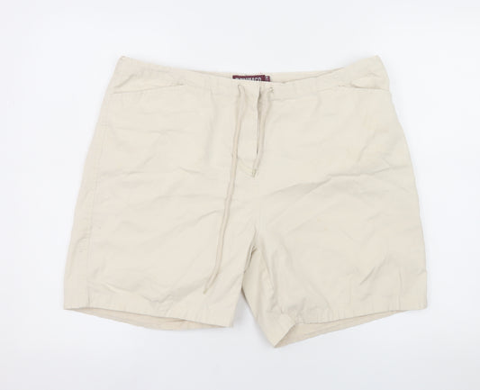 Denim Co Women Beige Chino Shorts Size 16 Cotton Drawstring