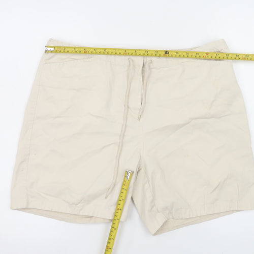 Denim Co Women Beige Chino Shorts Size 16 Cotton Drawstring