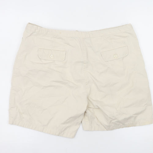 Denim Co Women Beige Chino Shorts Size 16 Cotton Drawstring