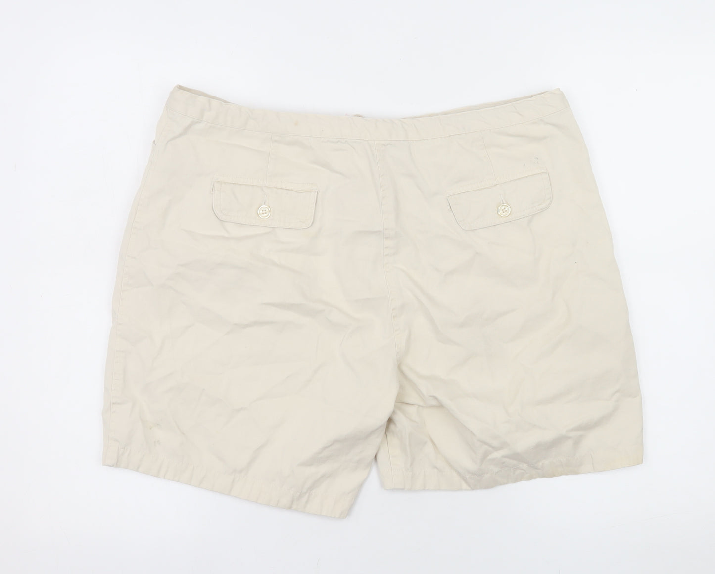 Denim Co Women Beige Chino Shorts Size 16 Cotton Drawstring