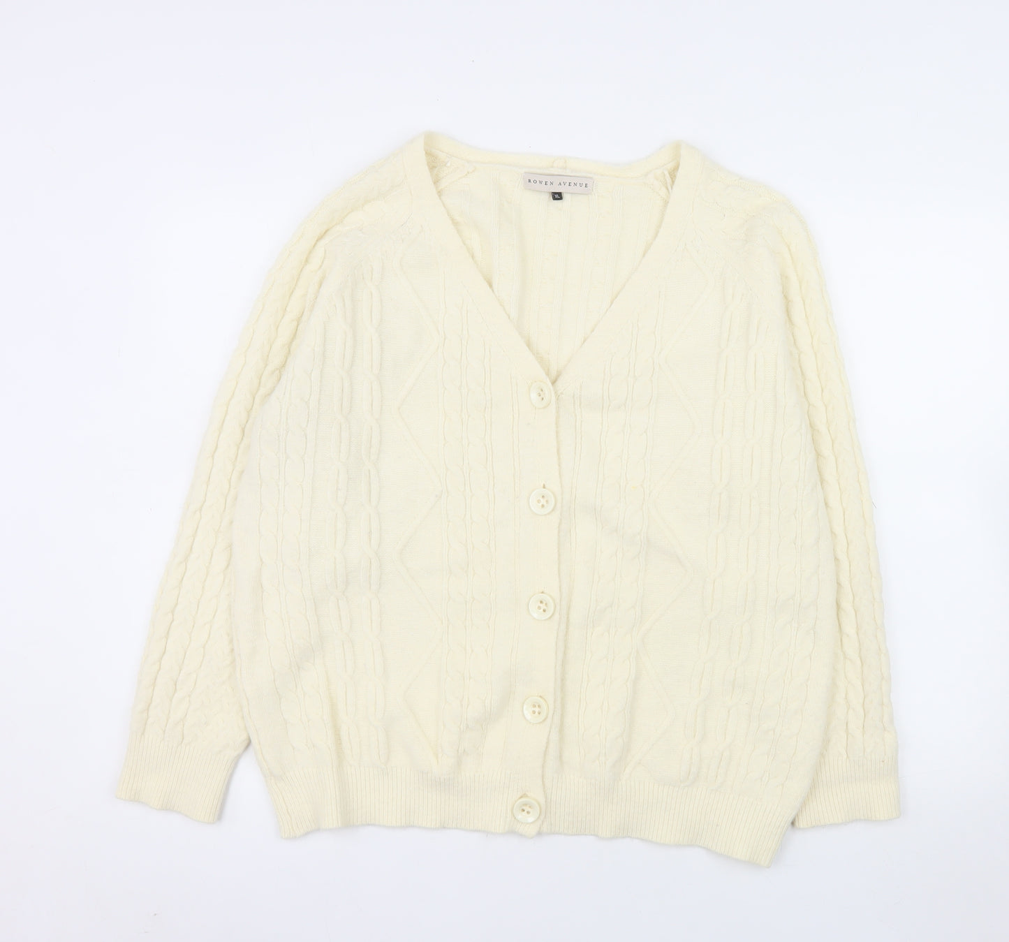 Rowen Avenue Women’s Ivory Cable Knit Cardigan XL