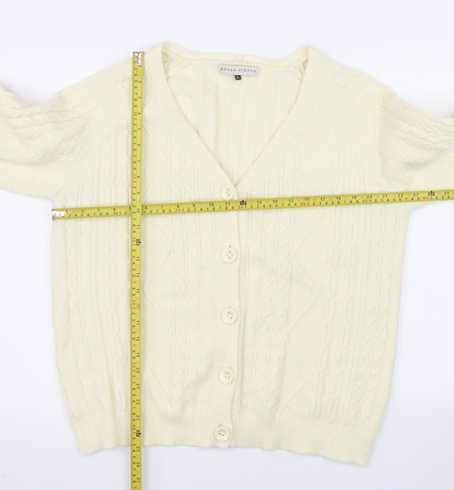 Rowen Avenue Women’s Ivory Cable Knit Cardigan XL