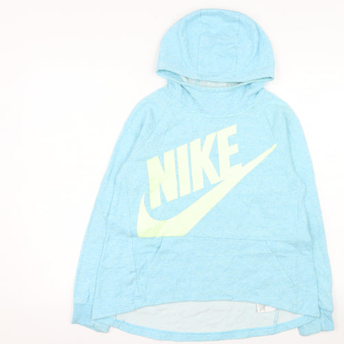 Nike Womens Blue Pullover Hoodie Large Cotton Blend Sportswear