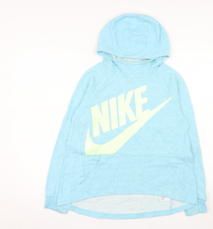 Nike Womens Blue Pullover Hoodie Large Cotton Blend Sportswear