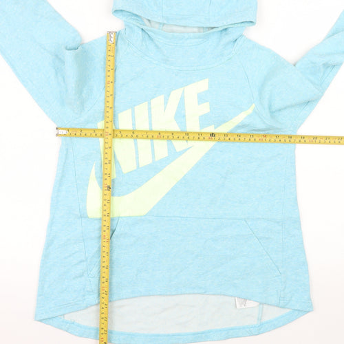 Nike Womens Blue Pullover Hoodie Large Cotton Blend Sportswear