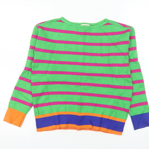 Surkana Women's Multicoloured Striped Crew Neck Pullover Jumper XS