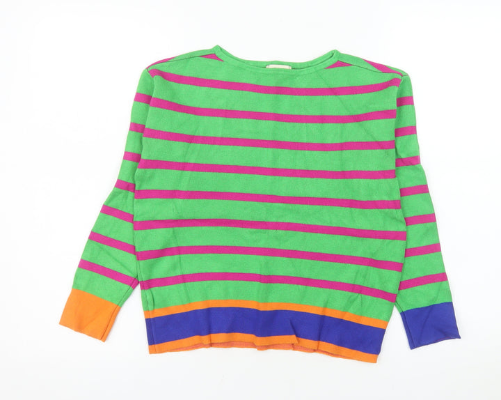 Surkana Women's Multicoloured Striped Crew Neck Pullover Jumper XS
