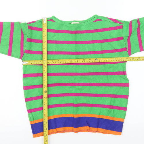 Surkana Women's Multicoloured Striped Crew Neck Pullover Jumper XS