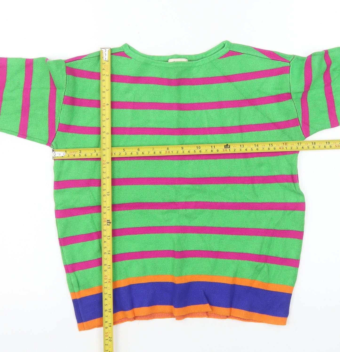 Surkana Women's Multicoloured Striped Crew Neck Pullover Jumper XS