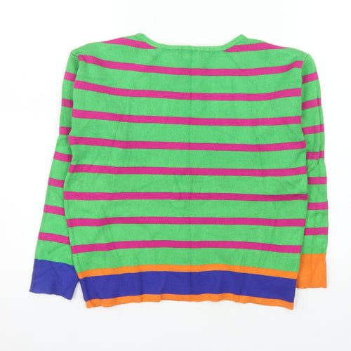 Surkana Women's Multicoloured Striped Crew Neck Pullover Jumper XS