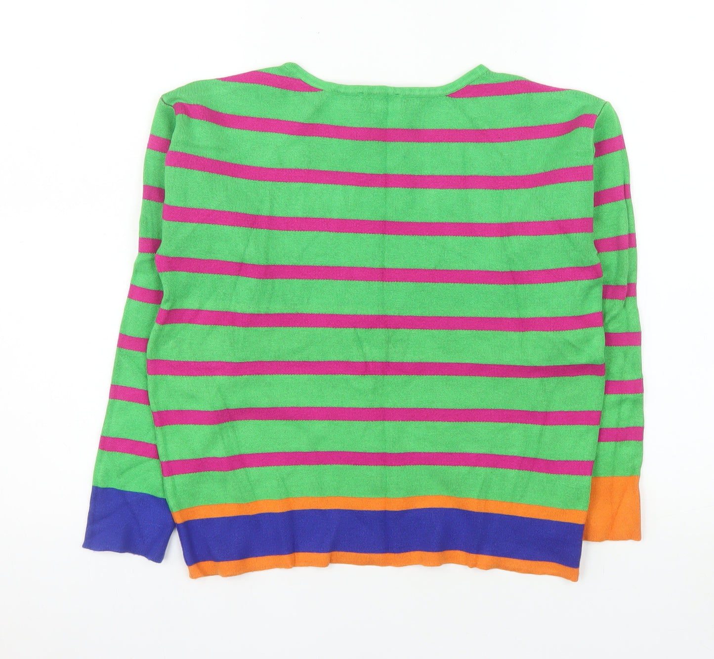 Surkana Women's Multicoloured Striped Crew Neck Pullover Jumper XS