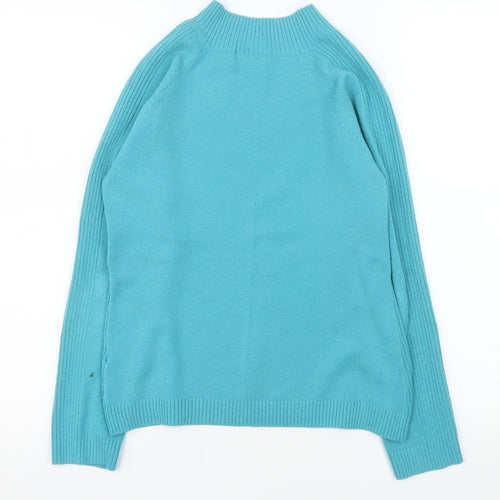 First Avenue Women's Blue Mock Neck Cotton Blend Jumper Size S