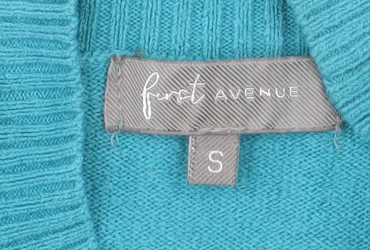 First Avenue Women's Blue Mock Neck Cotton Blend Jumper Size S