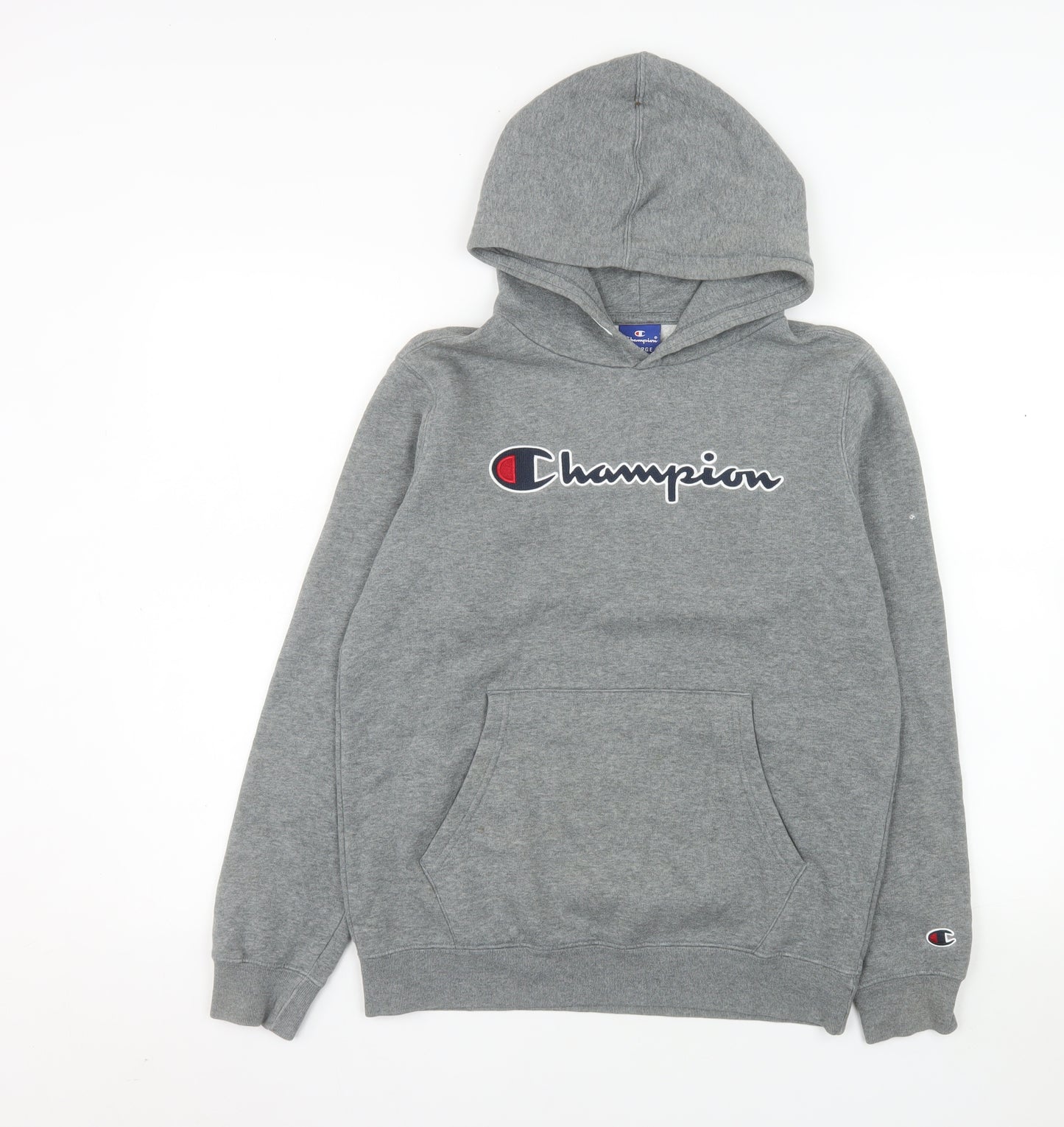 Champion Boys Grey Pullover Hoodie 13-14 Years Regular Fit Logo Fleece
