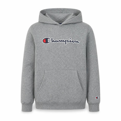 Champion Boys Grey Pullover Hoodie 13-14 Years Regular Fit Logo Fleece