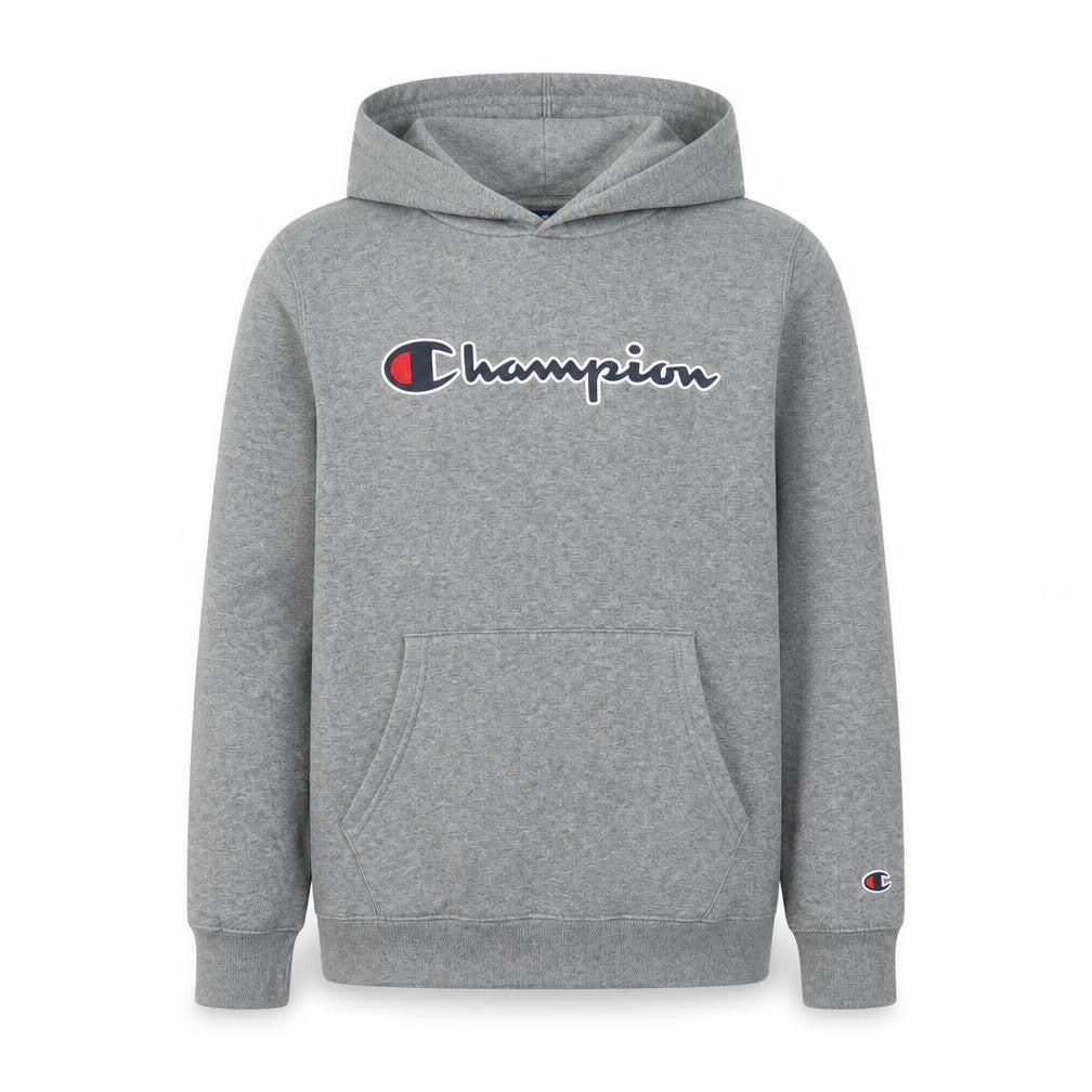 Champion Boys Grey Pullover Hoodie 13-14 Years Regular Fit Logo Fleece
