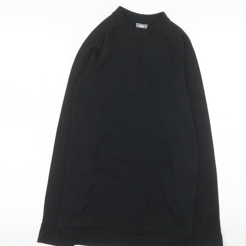 Trespass Boys Black 11-12 Years 1/4 Zip Fleece Sweatshirt