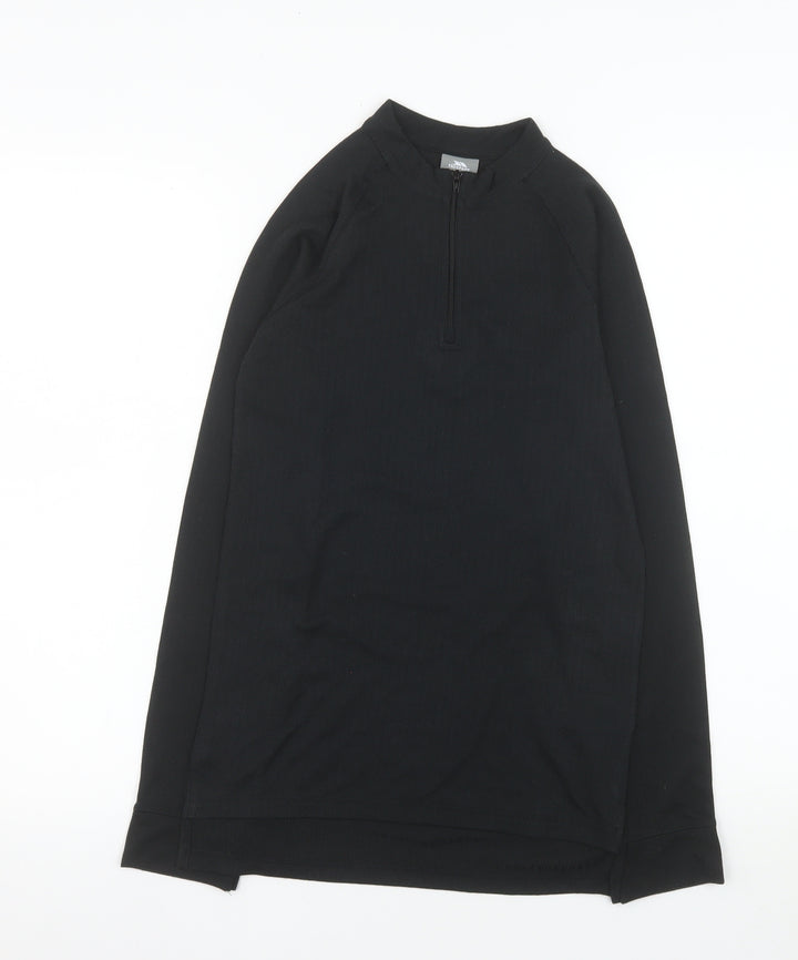 Trespass Boys Black 11-12 Years 1/4 Zip Fleece Sweatshirt