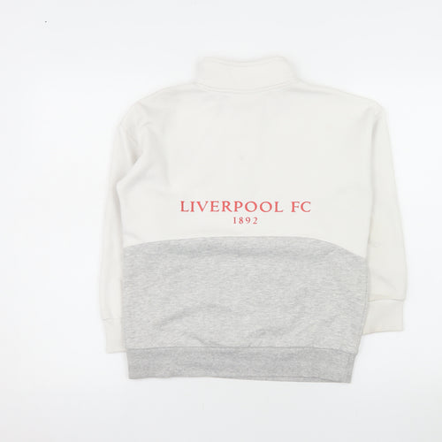 Liverpool FC Boys White Grey 1/2 Zip Sweatshirt 9-10 Years Lined Cotton Blend
